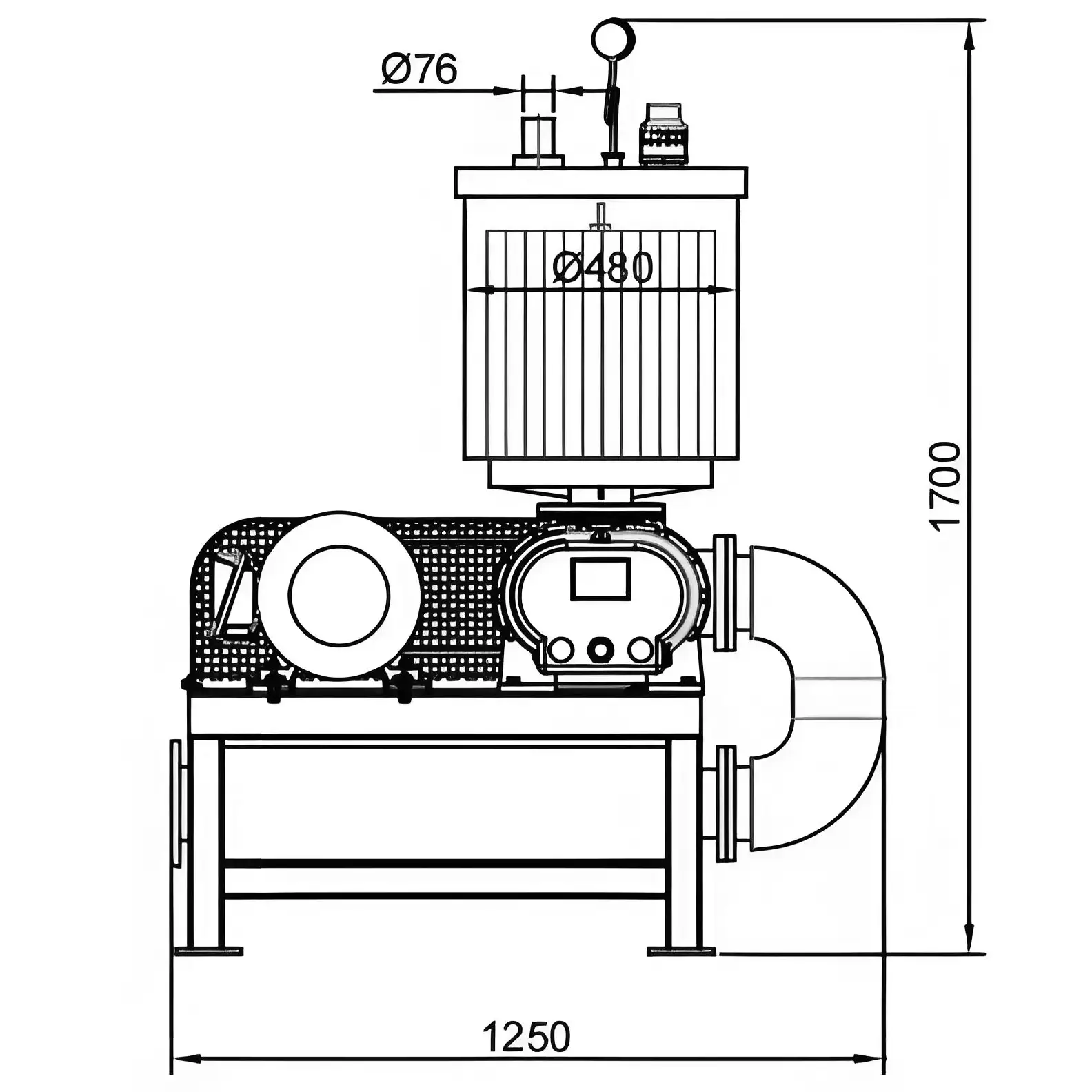 电动真空上料机ZKJ-20-5风机尺寸